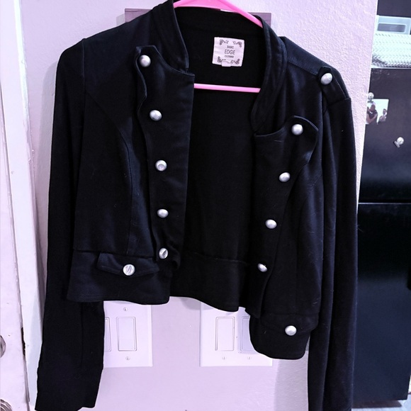 Edge Black Blazer Sleek Suit Jacket - Picture 5 of 9